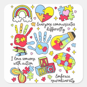 Autism Awareness Embrace Diversity Neuro Inclusive Square Sticker