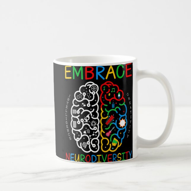 Autism Awareness  Embrace Neurodiversity ADHD Auti Coffee Mug (Right)