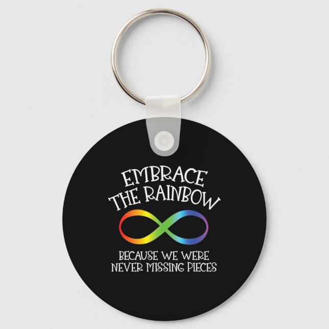 Autism Awareness Embrace The Rainbow Infinity Anti Key Ring (Front)