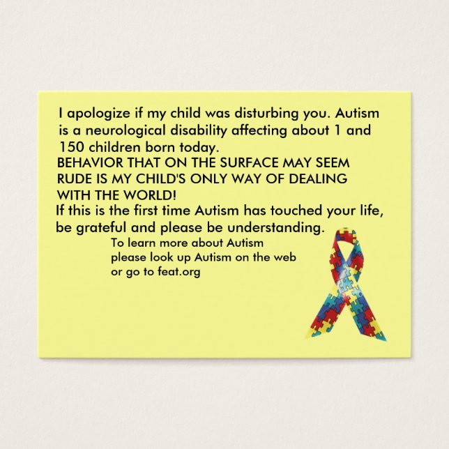Autism Awareness Explanation Cards - Customised (Front)
