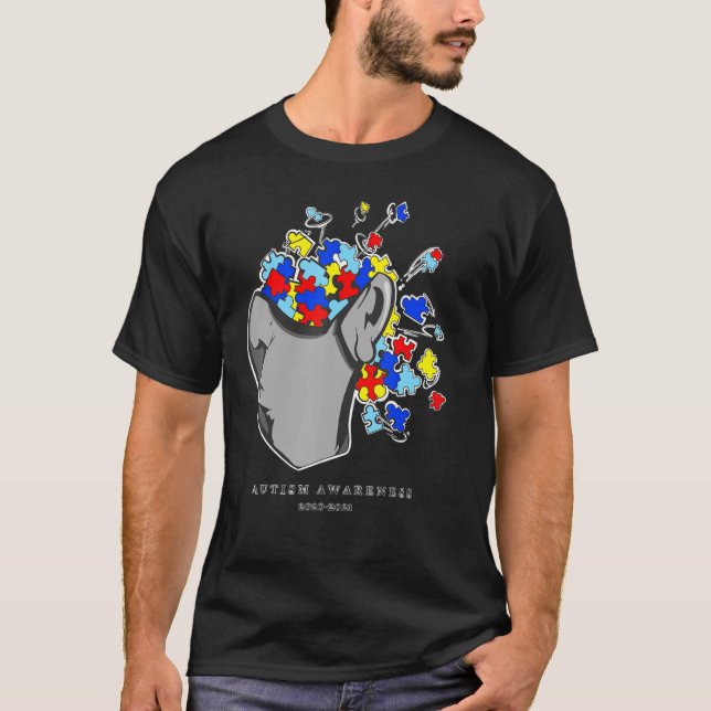 Autism Awareness Face Mask Puzzle T-Shirt (Front)