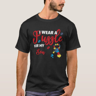 Autism Awareness Family I Wear A Puzzle For My Son T-Shirt
