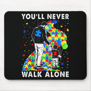 Autism Awareness Father And Son Puzzle Road Suppor Mouse Pad