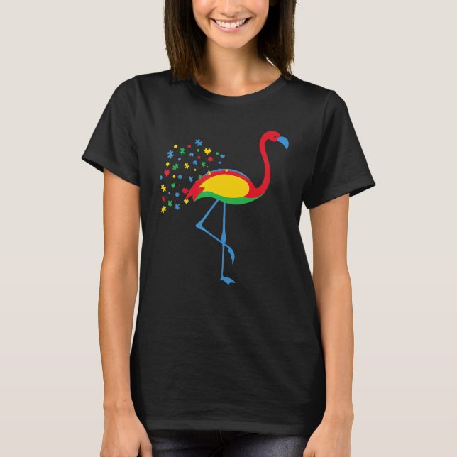 Autism Awareness Flamingo Colour Puzzle Kindness A T-Shirt (Front)