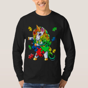 Autism Awareness Flossing Unicorn Puzzle Piece For T-Shirt