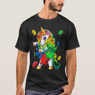 Autism Awareness Flossing Unicorn Puzzle Piece Gif T-Shirt