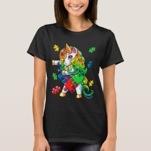 Autism Awareness Flossing Unicorn Puzzle Piece Gif T-Shirt