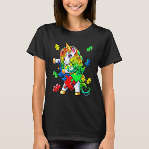 Autism Awareness Flossing Unicorn Puzzle Piece T-Shirt