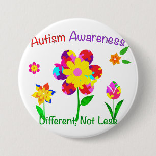 Autism Awareness Flowers 7.5 Cm Round Badge