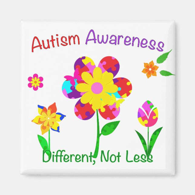 Autism Awareness Flowers Magnet (Front)