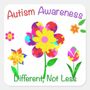 Autism Awareness Flowers Square Sticker