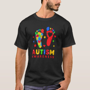 Autism Awareness Footprint Love Autism Mum Puzzle T-Shirt