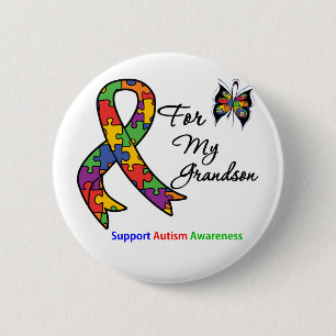 Autism Awareness For My Grandson 6 Cm Round Badge