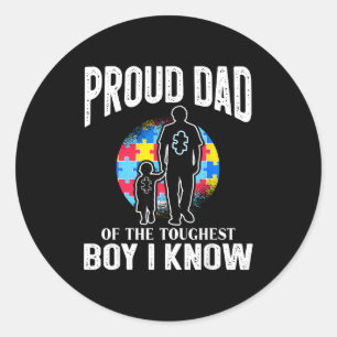 Autism Awareness For Proud Dad Support Autistic Ki Classic Round Sticker