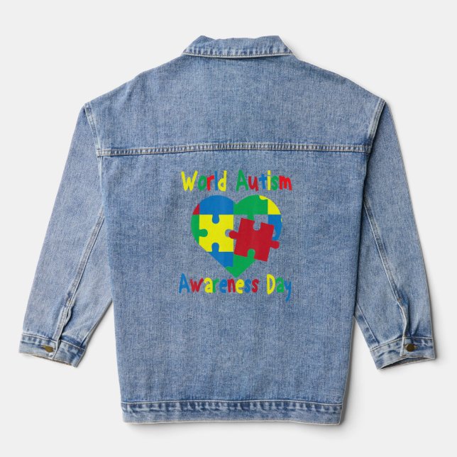 Autism Awareness  For Women Men Kids Autism Awaren Denim Jacket (Back)