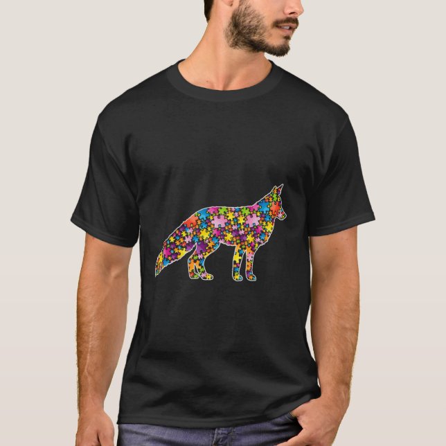 Autism Awareness Fox Animals Puzzle For Men Women  T-Shirt (Front)