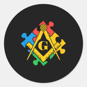 Autism Awareness , Freemason Masonic Lodge, Mason  Classic Round Sticker