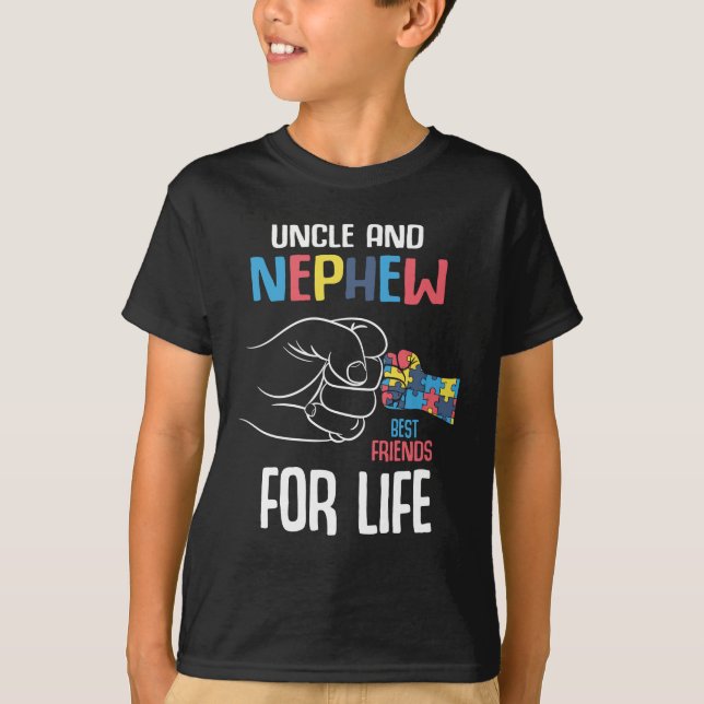 Autism Awareness Friends Uncle Autistic Nephew T-Shirt (Front)