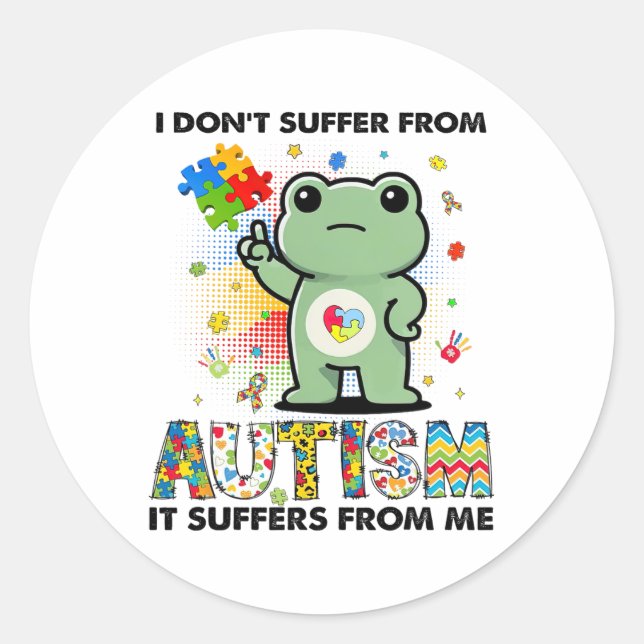 Autism Awareness Funny Frog Meme Autism Support  Classic Round Sticker (Front)