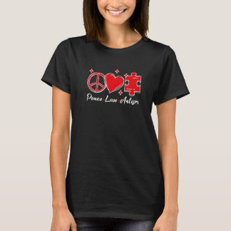 Autism Awareness Funny Peace Love Puzzle Kids Boys T-Shirt
