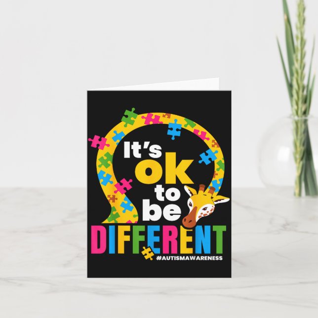 Autism Awareness Giraffe It’s Ok To Be Different G Card (Front)