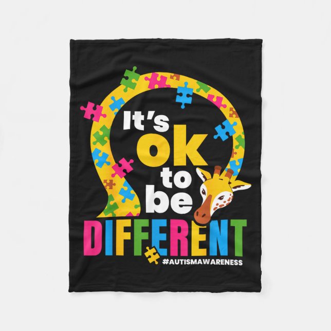 Autism Awareness Giraffe It’s Ok To Be Different G Fleece Blanket (Front)