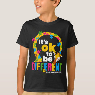Autism Awareness Giraffe It’s Ok To Be Different G T-Shirt
