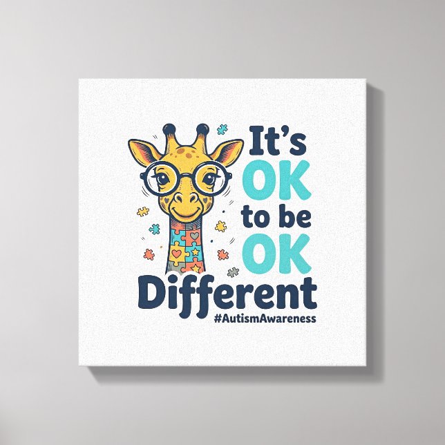 Autism Awareness Giraffe It’s OK to Be Different S Canvas Print (Front)