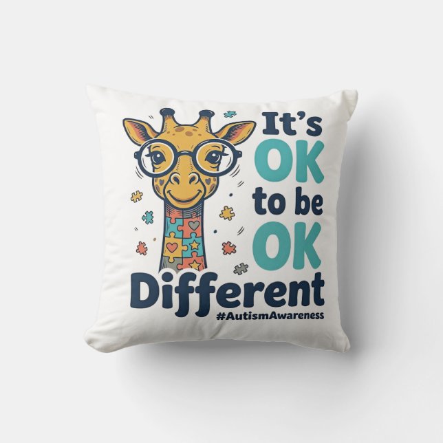 Autism Awareness Giraffe It’s OK to Be Different S Cushion (Front)