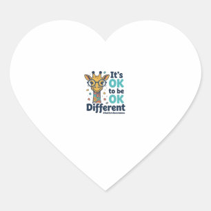 Autism Awareness Giraffe It’s OK to Be Different S Heart Sticker