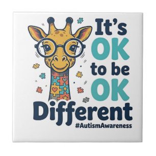 Autism Awareness Giraffe It’s OK to Be Different S Tile