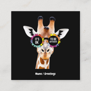 Autism Awareness Giraffe It’s OK to Be Different Square Business Card