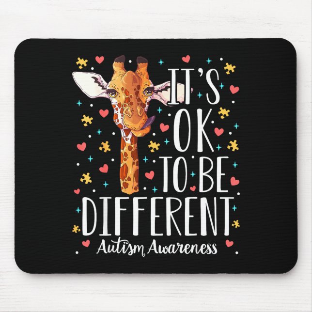 Autism Awareness Giraffe Its Ok To Be Different Au Mouse Pad (Front)