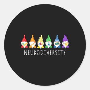 Autism Awareness Gnome Neurodiversity Gifts For Wo Classic Round Sticker
