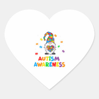 Autism Awareness Gnomes Heart Heart Sticker