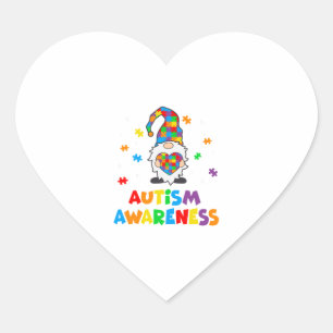Autism Awareness Gnomes Heart Sticker