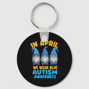 Autism awareness gnomes in april we wear blue key ring