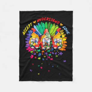 Autism Awareness Gnomes Puzzle Kindness T Shirt  Fleece Blanket