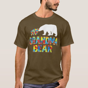 Autism Awareness Grandma Bear Puzzle Support Autis T-Shirt