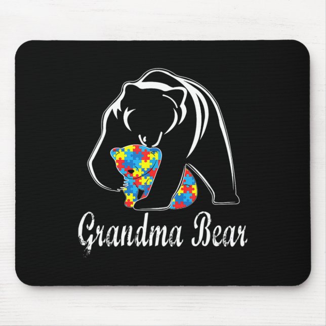 Autism Awareness Grandma Bear Support Autistic Adu Mouse Pad (Front)