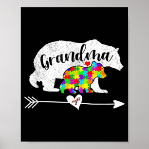 Autism Awareness Grandma Bear Support Autistic Adu Poster