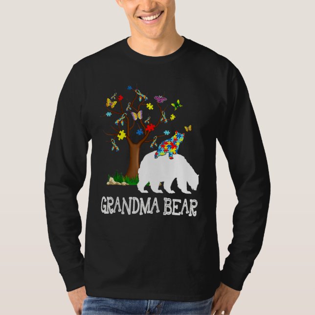 Autism Awareness Grandma Bear Support Autistic Adu T-Shirt (Front)