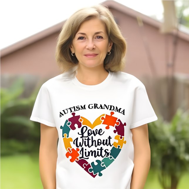 Autism Awareness Grandma Support T-Shirt (Autism Awareness T-Shirt- Grandmother )