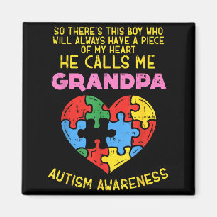 Autism Awareness Grandpa Shirt Austistic Boy Piece Magnet