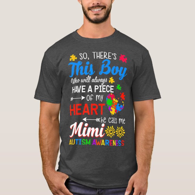 Autism Awareness Grandson Grandma Mimi Gift T-Shirt (Front)
