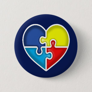Autism Awareness heart 6 Cm Round Badge