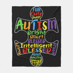 Autism Awareness Heart Blessed Men Women Kids Chil Fleece Blanket