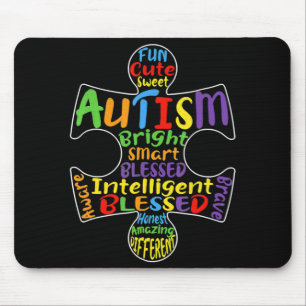 Autism Awareness Heart Blessed Men Women Kids Chil Mouse Pad