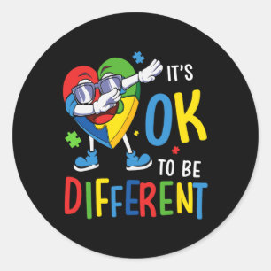 Autism Awareness Heart Dabbing Acceptance Men Wome Classic Round Sticker