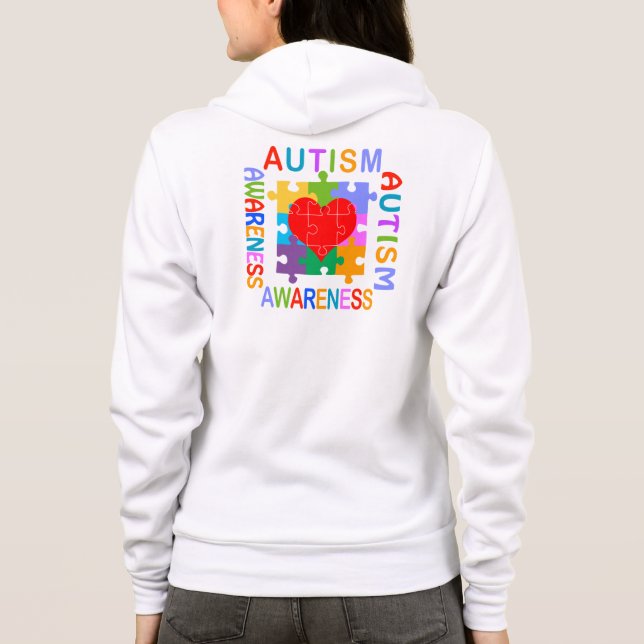 Autism Awareness Heart Hoodie (Back)